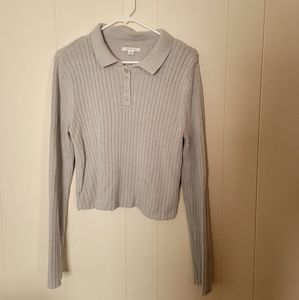 American Eagle Cropped Collared Sweater